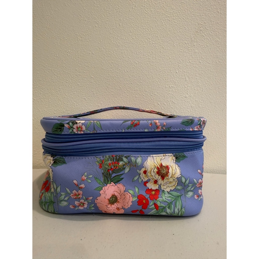 Yumi Kim Floral Makeup Bag Periwinkle Blue Double‎ Layer Travel Vanity Case